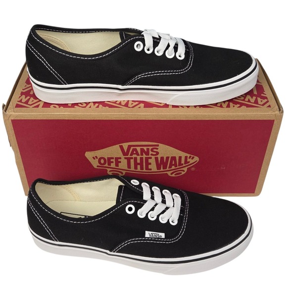 Vans Shoes - Vans Authentic Shoes Womens 8 Mens 6.5 Black White Canvas Low Top  Sneakers NWB